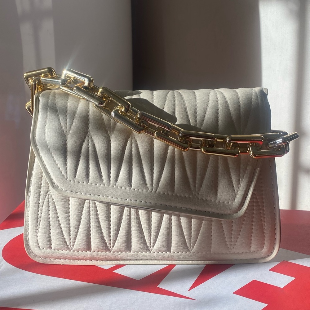 Mini white with gold chain cute stylish night out bag